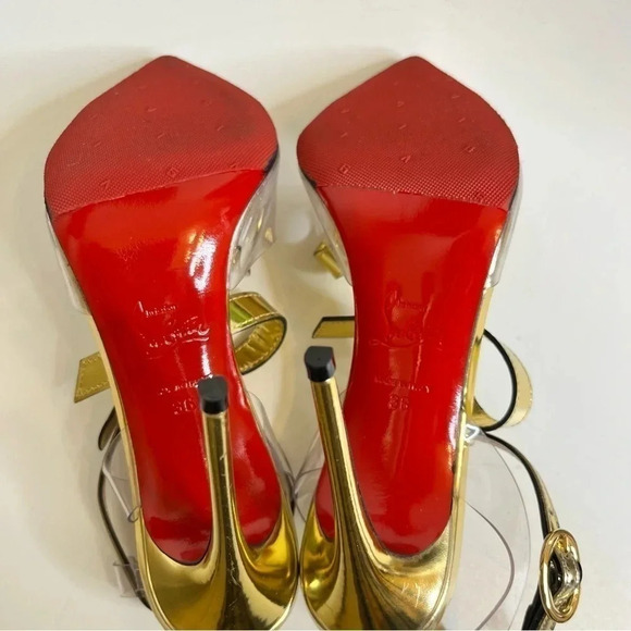 Christian Louboutin Alta Firma 100 gold CL heels size 36 - Picture 11 of 14